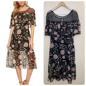 BB Dakota Rella Ruffle Midi Chiffon Dress Size 10